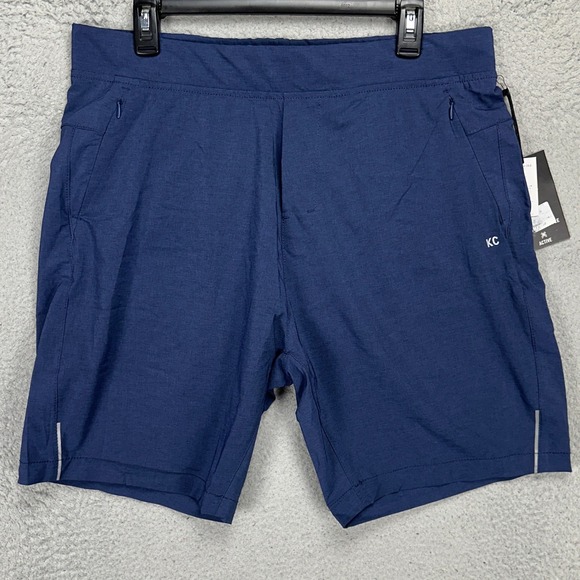 Kenneth Cole Men Sweat Shorts XL Navy Water Resistant 4 Way Stretch Athletic NEW - Picture 1 of 9